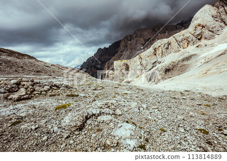 landscape with mountains, clouds and rocks 113814889