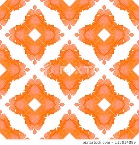Trendy organic green border. Orange fetching boho 113814899