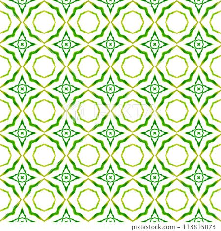 Watercolor medallion seamless border. Green Watercolor medallion seamless border. Green 113815073