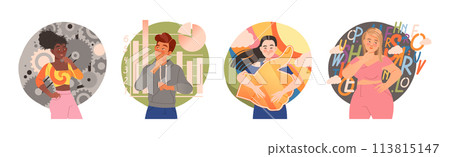 Mindset Types with Man and Woman Character Have Different Thinking Vector Set Mindset Types with Man and Woman Character Have Different Thinking Vector Set 113815147