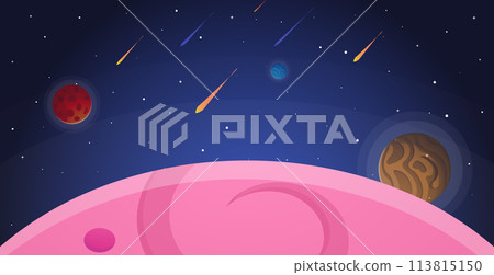 Space cartoon background. Cute design for landing 113815150