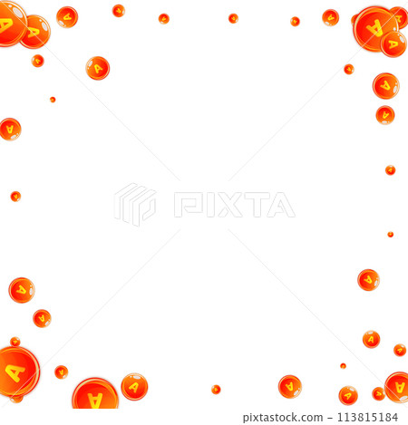 Vitamin A round capsules scattered randomly. 113815184