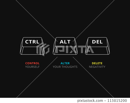 Simple Motivation graphic on a dark background. Control Alt and Delete Button Simple Motivation graphic on a dark background. Control Alt and Delete Button 113815200