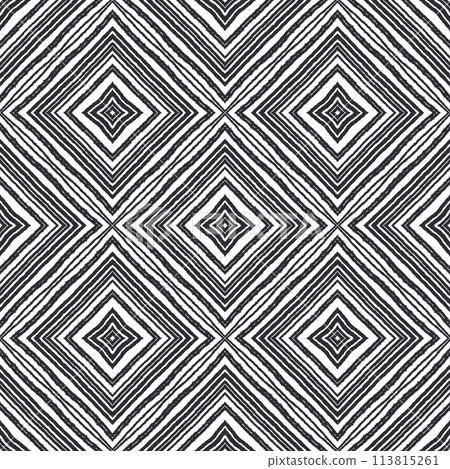 Ikat repeating swimwear design. Black 113815261
