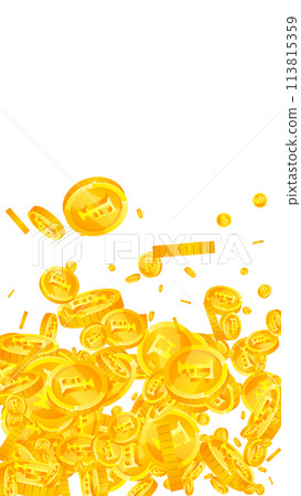 Swiss franc coins falling. Gold scattered CHF 113815359