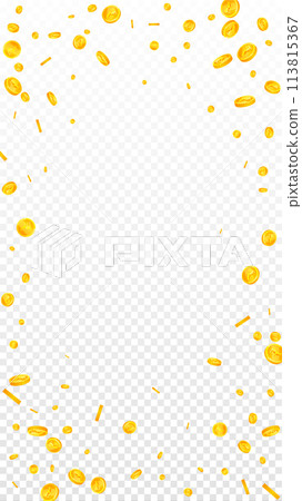 Indian rupee coins falling. Scattered gold INR Indian rupee coins falling. Scattered gold INR 113815367