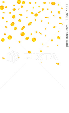 Korean won coins falling. Scattered gold WON 113815447