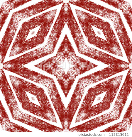 Tiled watercolor pattern. Wine red symmetrical 113815611