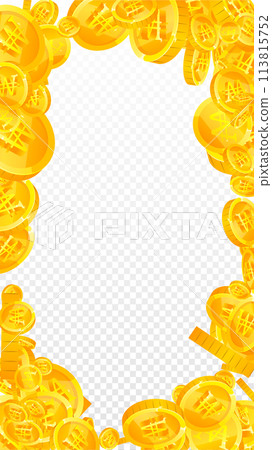Korean won coins falling. Scattered gold WON Korean won coins falling. Scattered gold WON 113815752