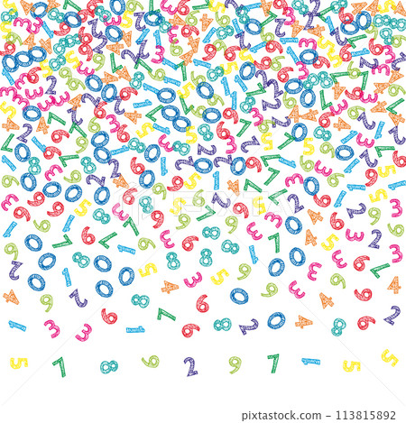 Falling colorful sketch numbers. Math study concept with flying digits. Falling colorful sketch numbers. Math study concept with flying digits. 113815892