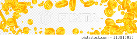 Thai baht coins falling. Gold scattered THB 113815935