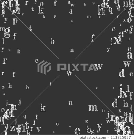 Scattered letters of latin alphabet. White chalk 113815937