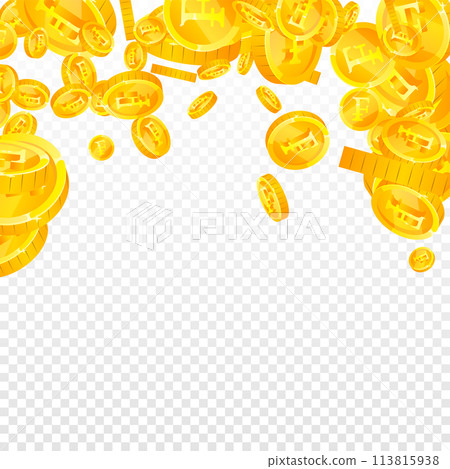 Swiss franc coins falling. Gold scattered CHF 113815938