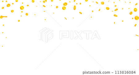 Thai baht coins falling. Gold scattered THB 113816084