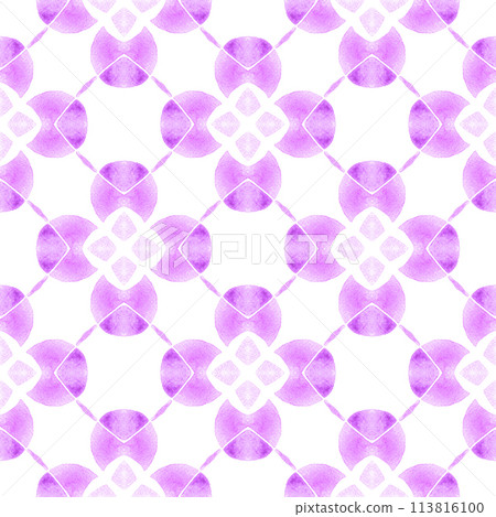 Watercolor ikat repeating tile border. Purple Watercolor ikat repeating tile border. Purple 113816100