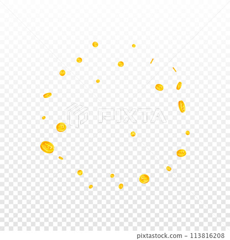 Swiss franc coins falling. Gold scattered CHF 113816208