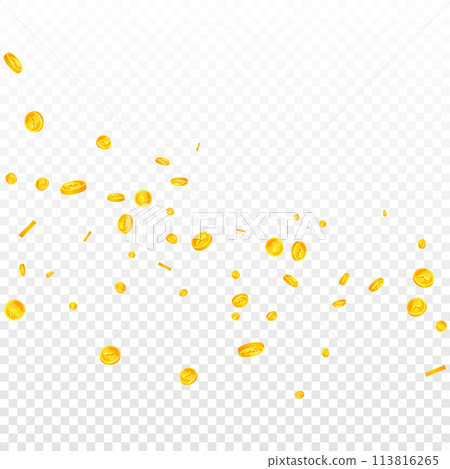 Indian rupee coins falling. Scattered gold INR Indian rupee coins falling. Scattered gold INR 113816265