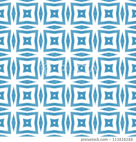Medallion seamless pattern. Blue symmetrical 113816288