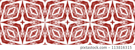 Mosaic seamless border. Wine red symmetrical 113816315