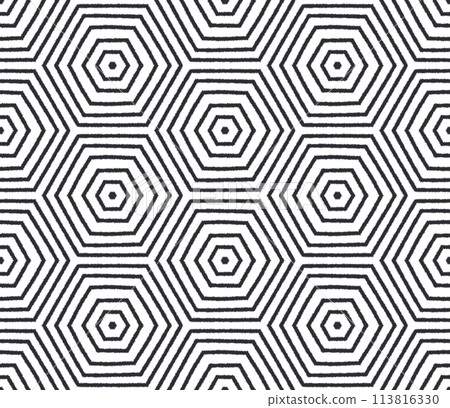 Mosaic seamless pattern. Black symmetrical 113816330