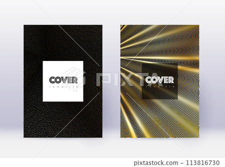 Hipster cover design template set. Gold abstract l 113816730