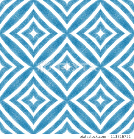 Arabesque hand drawn pattern. Blue symmetrical Arabesque hand drawn pattern. Blue symmetrical 113816731