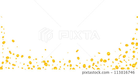 American dollar coins falling. Scattered gold USD American dollar coins falling. Scattered gold USD 113816746