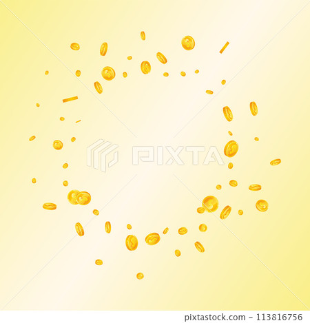 American dollar coins falling. Scattered gold USD 113816756