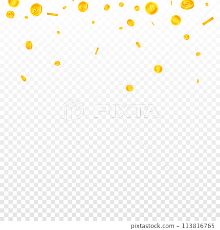 Thai baht coins falling. Gold scattered THB Thai baht coins falling. Gold scattered THB 113816765