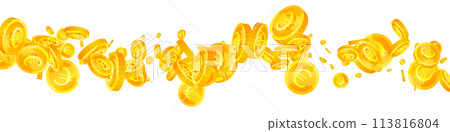 European Union Euro coins falling. Scattered gold European Union Euro coins falling. Scattered gold 113816804