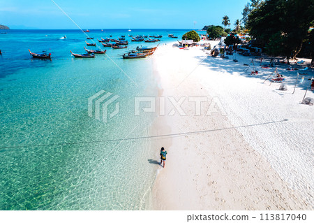 Beach and clear sea top view at Koh Lipe 113817040