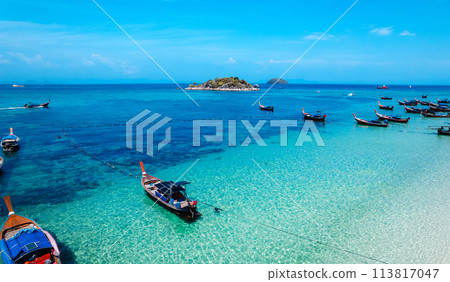 Beach and clear sea top view at Koh Lipe Beach and clear sea top view at Koh Lipe 113817047