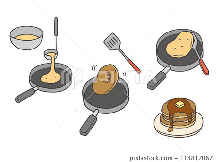 煎餅的手繪插畫(彩色) 煎餅的手繪插畫(彩色) 113817067