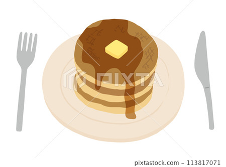 Hand-drawn illustration of stacked pancakes Hand-drawn illustration of stacked pancakes 113817071