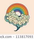 Clouds Heart Rainbow Retro Style 113817093