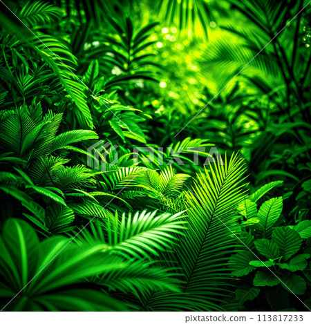 Green ferns in a forest. 113817233
