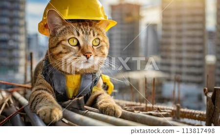 在建築工地工作的貓 在建築工地工作的貓 113817498