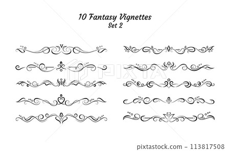 10 fantasy text delimiters, borders or vignettes 113817508