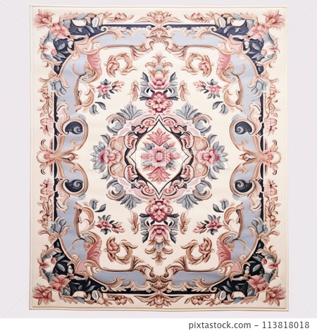 A creative arts rug featuring a floral motif on a white background A creative arts rug featuring a floral motif on a white background 113818018