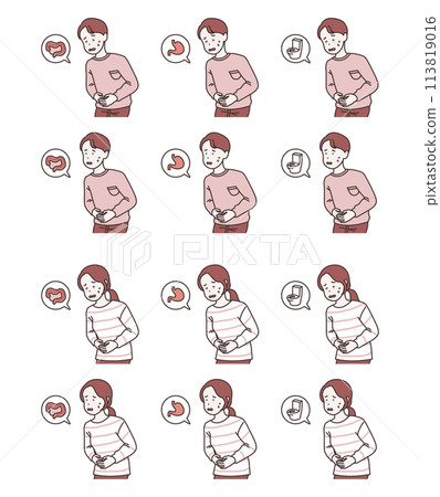 illustration of person with an upset stomach 113819016