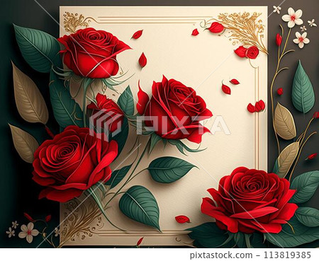 紅玫瑰製成的美麗裝飾 113819385
