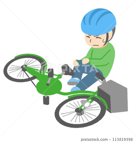 男子騎自行車摔倒 113819398