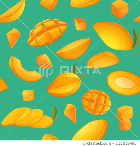 Mango pattern exotic tropical fruits illustration for seamless background 113819495