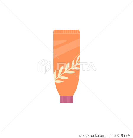 Organic skin care cosmetic. Beauty cream natural scrub and eco shampoo, make up product in colorful packing. Vector bottle tube for face moisturizing isolated. Body lotion, oil 113819559