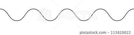Sine wave, black and white sinusoidal line sinusoid - vector seamless repeatable 113820022