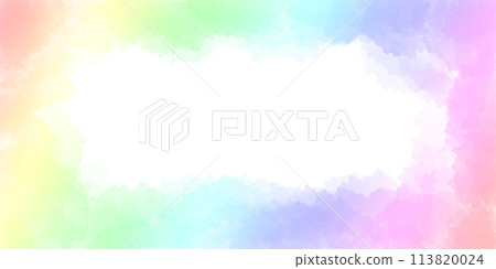 Watercolor background with rainbow frame 113820024