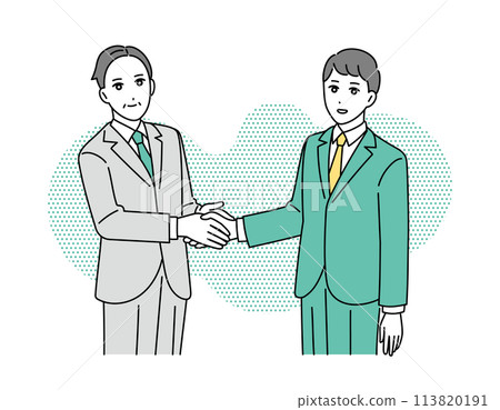 Illustration of a sales person shaking hands with a smile 113820191