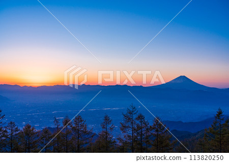 (Yamanashi Prefecture) Mt. Fuji seen from Mt. Amari at sunrise 113820250