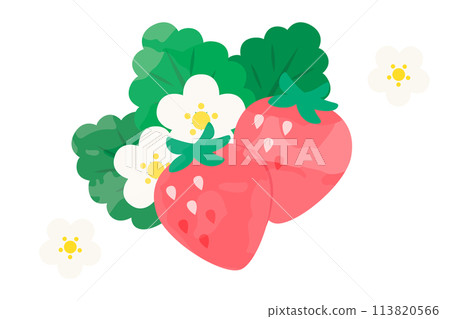 兩個可愛的草莓插畫素材4 113820566
