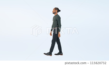 Full body photo of a walking black man 113820732